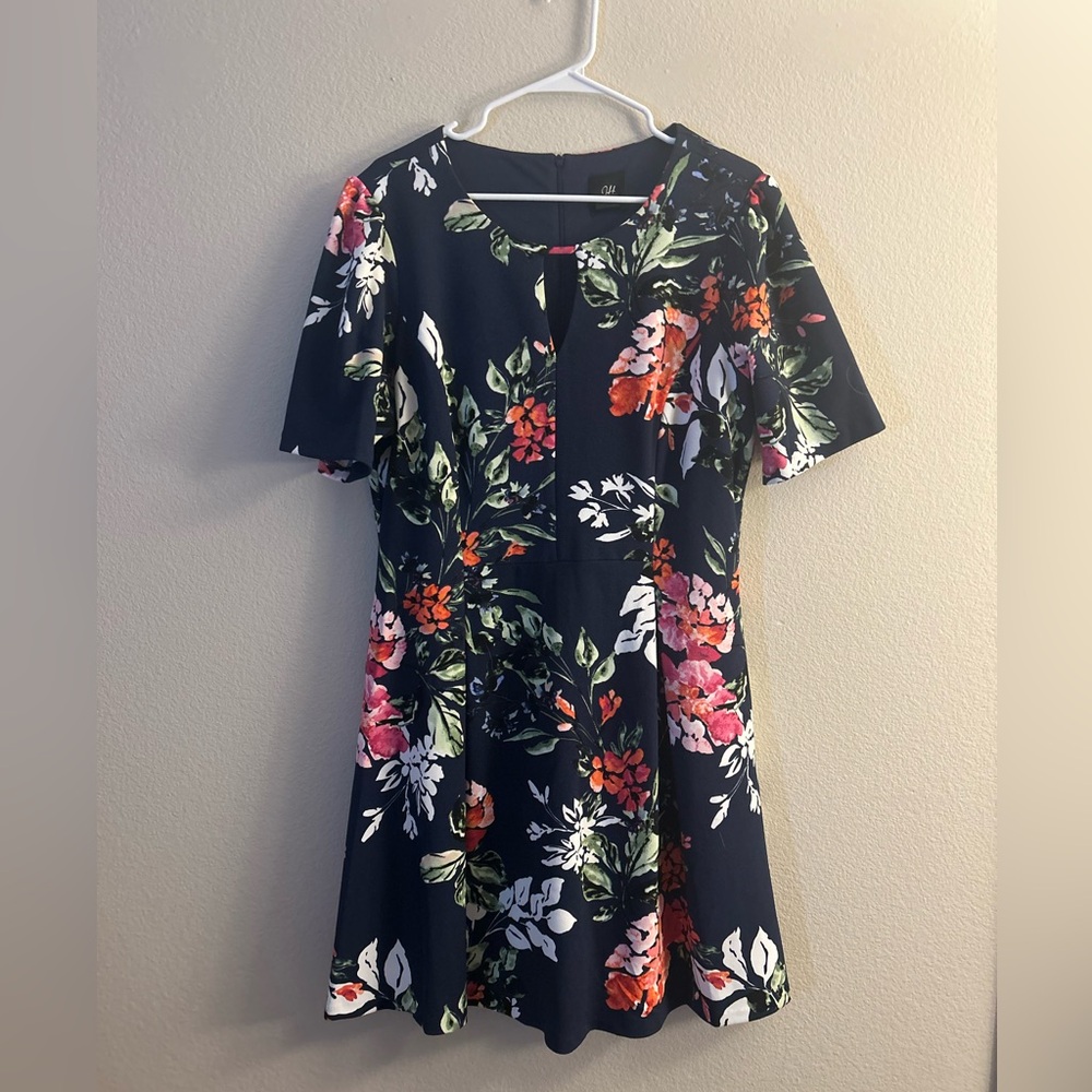 Navy Floral Midi Dress